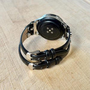 Bracelet de montre Galaxy en cuir, bracelet double noir mince Ultra 8/7/6/5 image 8