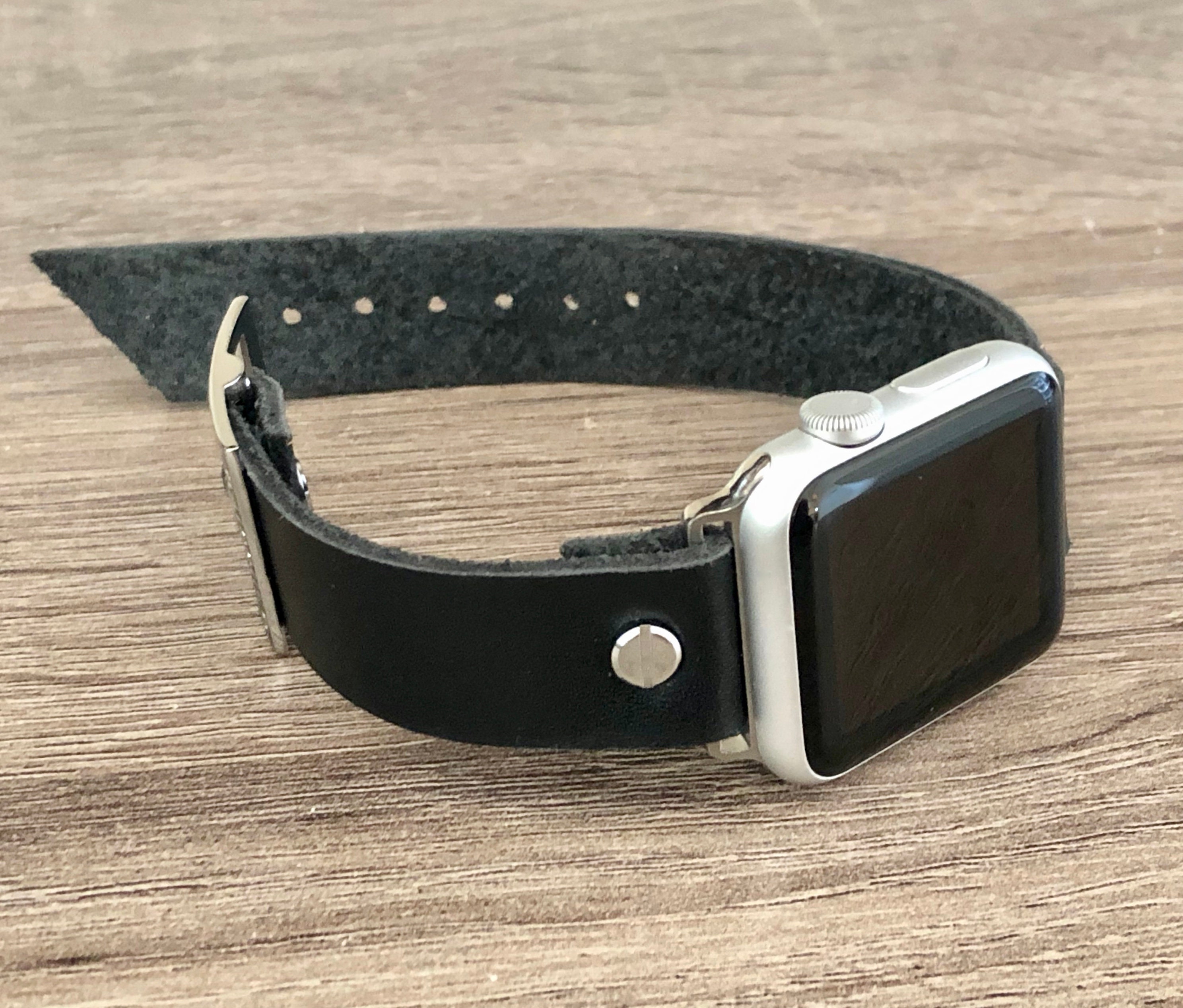 Black Leather Apple Watch Band 40mm 41mm 38mm 42mm 44mm 45mm Classy