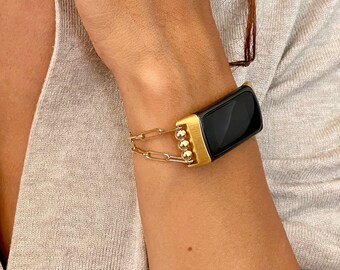 Fitbit Charge 6 バンド ゴールドフィルド ペーパークリップ チェーン