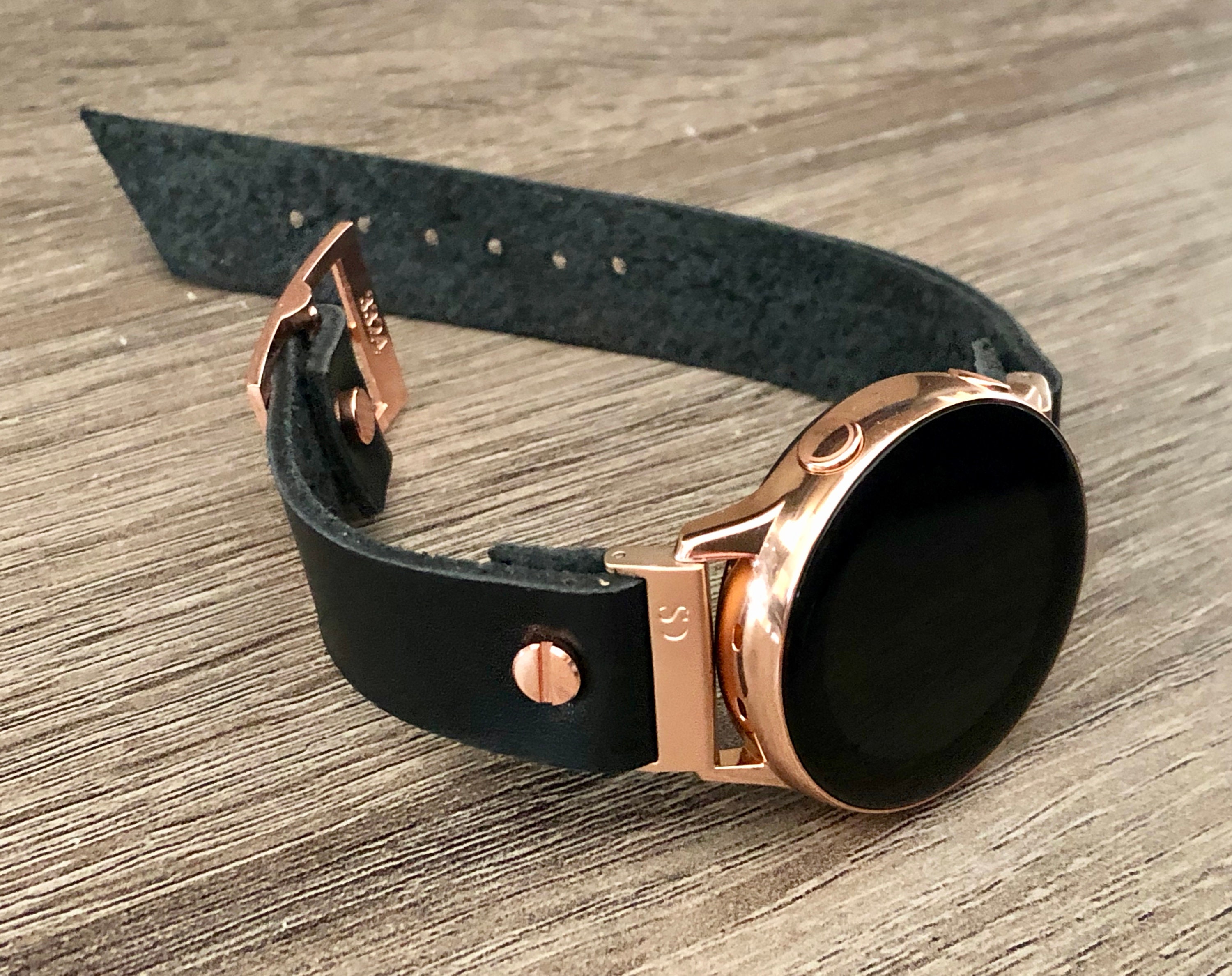 Black Leather Rose Gold Samsung Galaxy Active Band, Rose  