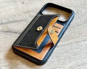 Personalized Leather Wallet iPhone Case 17 16 Pro 15 Max 14 Plus Air