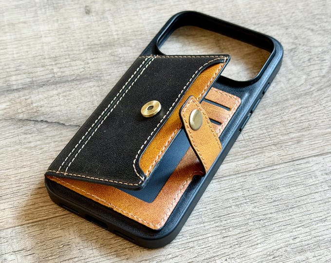 Personalized Leather Wallet iPhone Case 17 16 Pro 15 Max 14 Plus Air