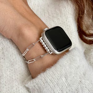 Apple Watch Band - Paperclip Chain 925 Sterling Silver Bracelet, Designer Strap, Stylish Jewelry Gift for Her