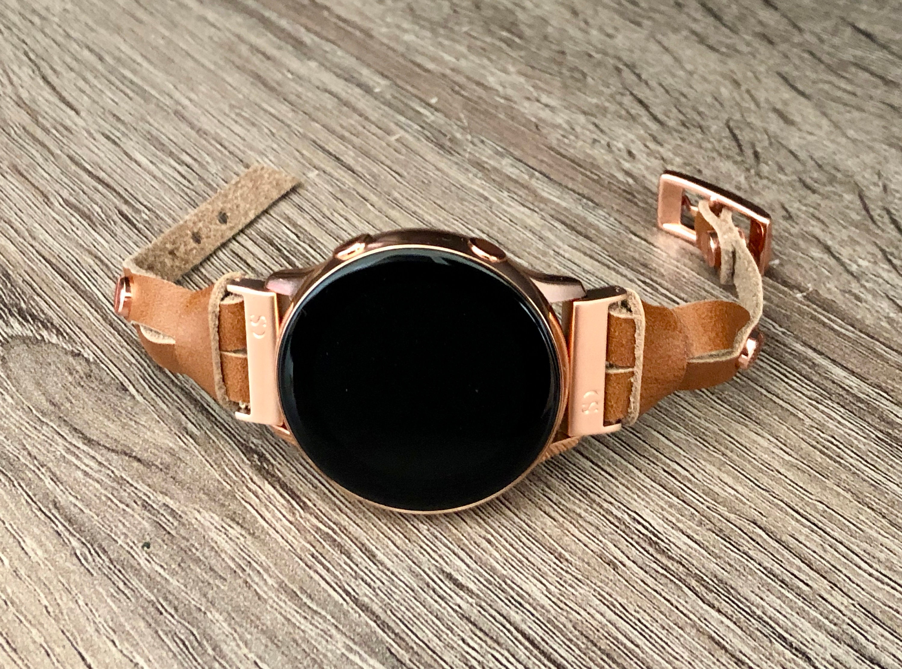Rose Gold Galaxy Watch Active 40mm Leather Bracelet Adjustable Light Brown Galaxy Watch 42mm