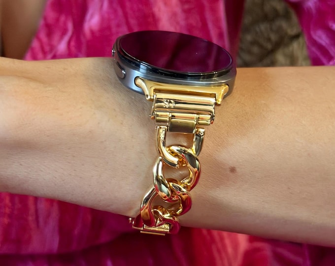 Galaxy Watch 9 Band Gold Bracelet, Adjustable Links Band, Jewelry Chain Style