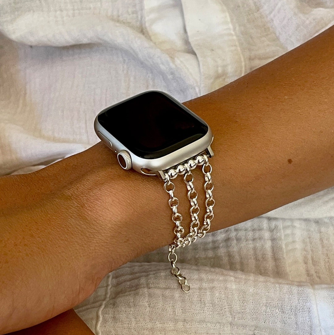 Apple Watch Band Series 7 6 5 Cowboy Chain Style Resin Steel Watchband