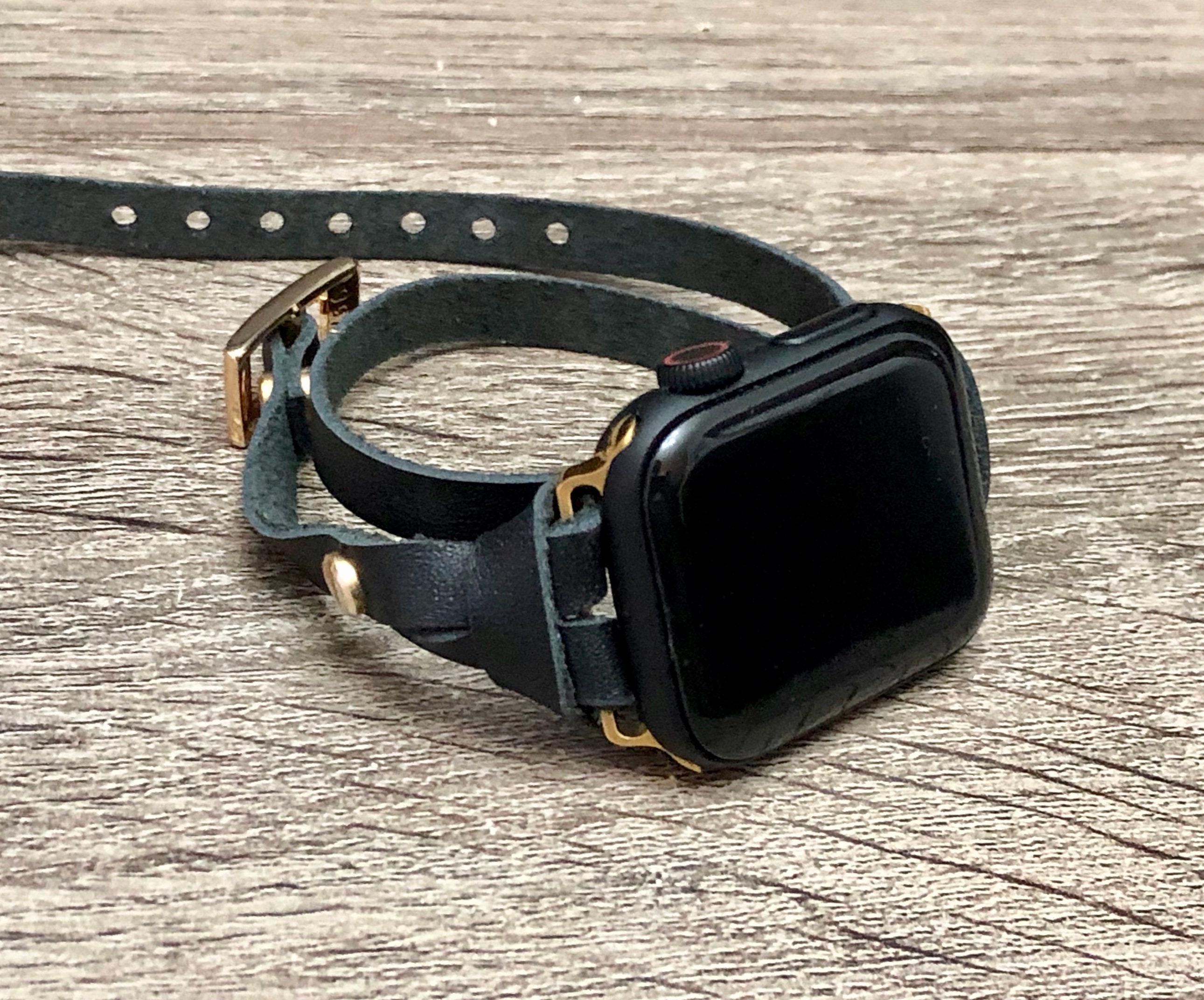 double strap leather apple watch band