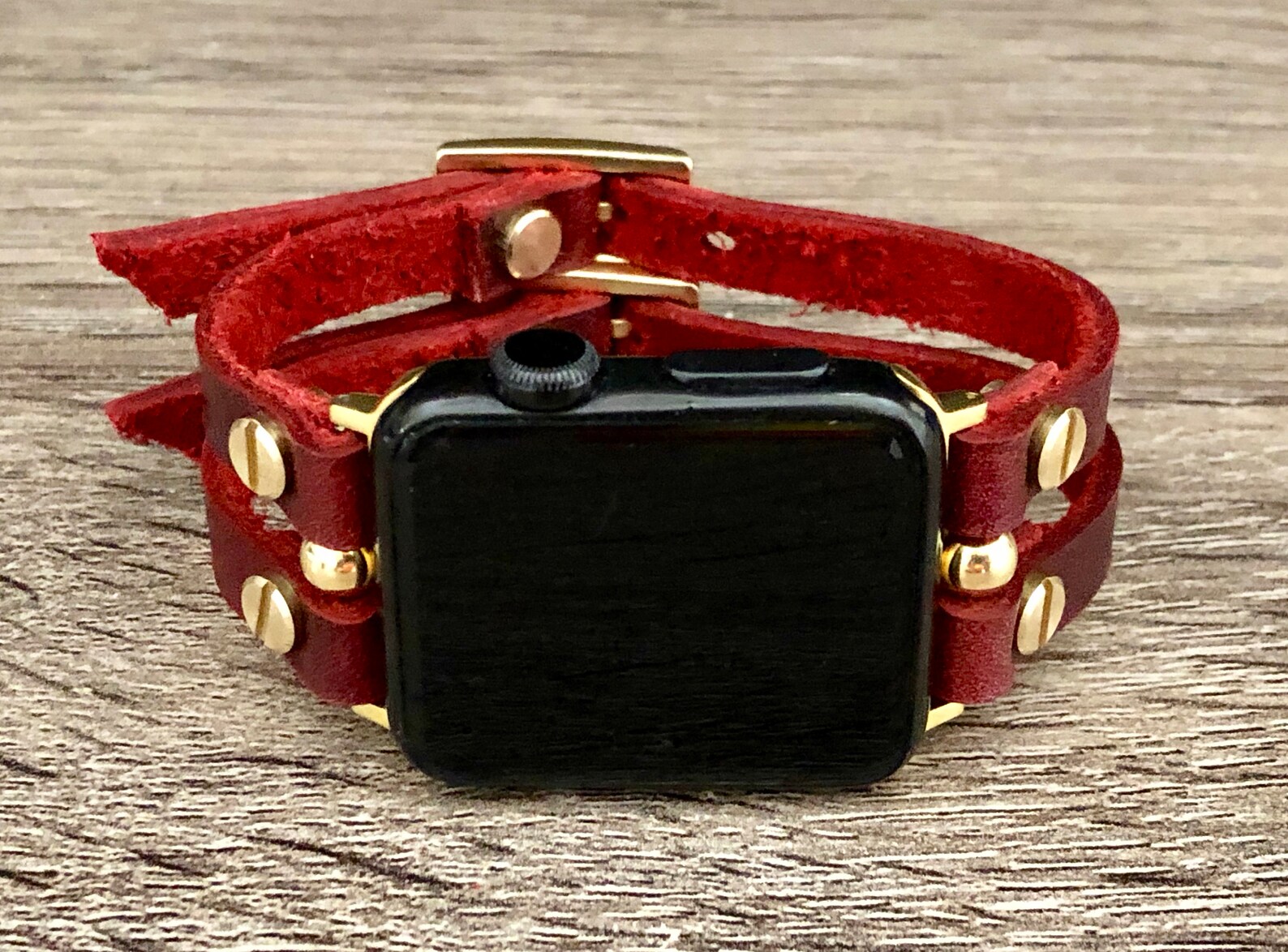 Genuine Leather & Gold Apple Watch Band 38mm 40mm 42mm 44mm Etsy