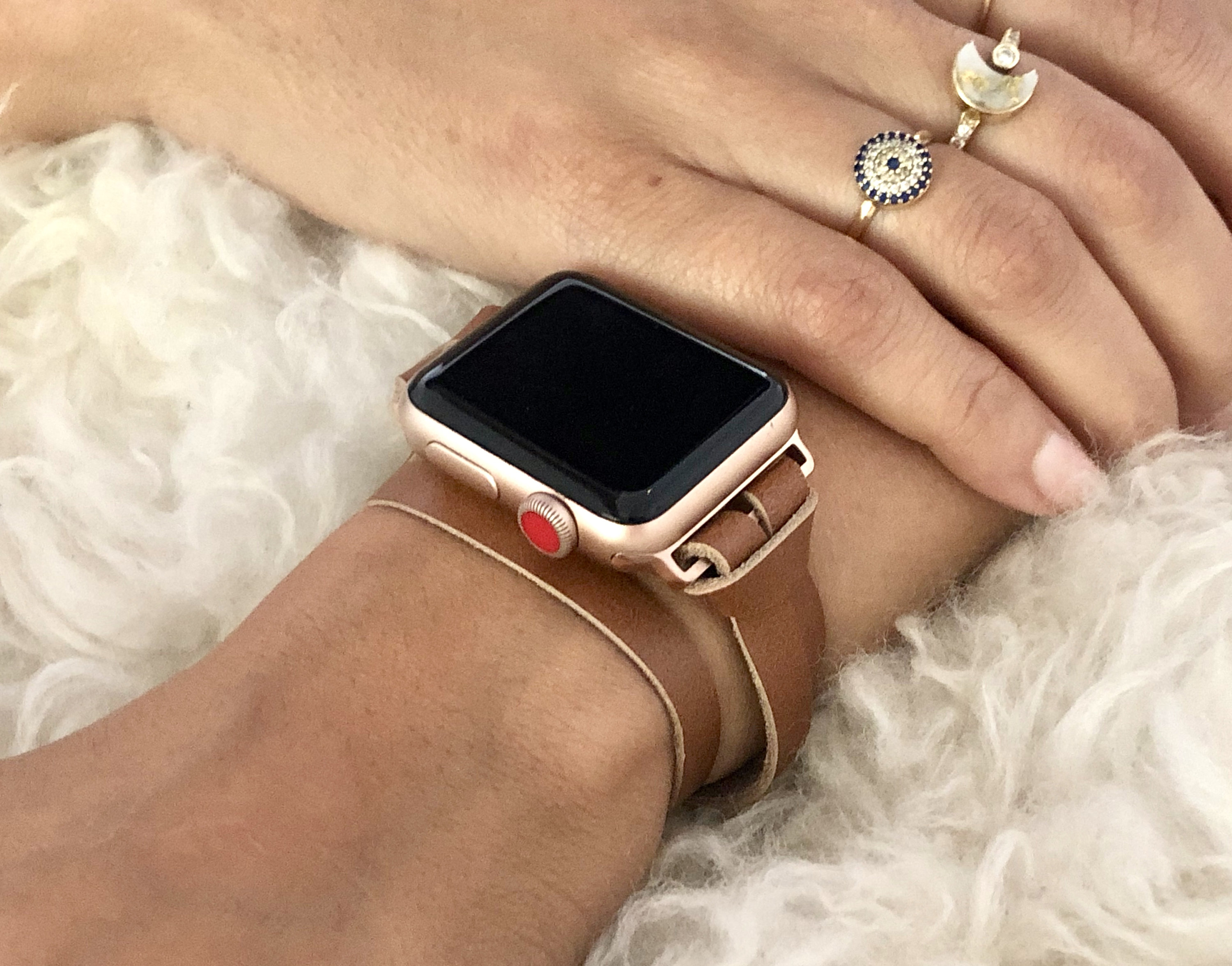 Rose Gold & Bronze Leather iWatch Band 38mm 40mm 42mm 44mm | Etsy