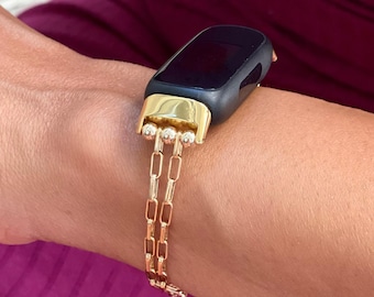 Fitbit Inspire 3 & Luxe Band 14K Gold Filled Chain Bracelet Strap, Dainty Jewelry
