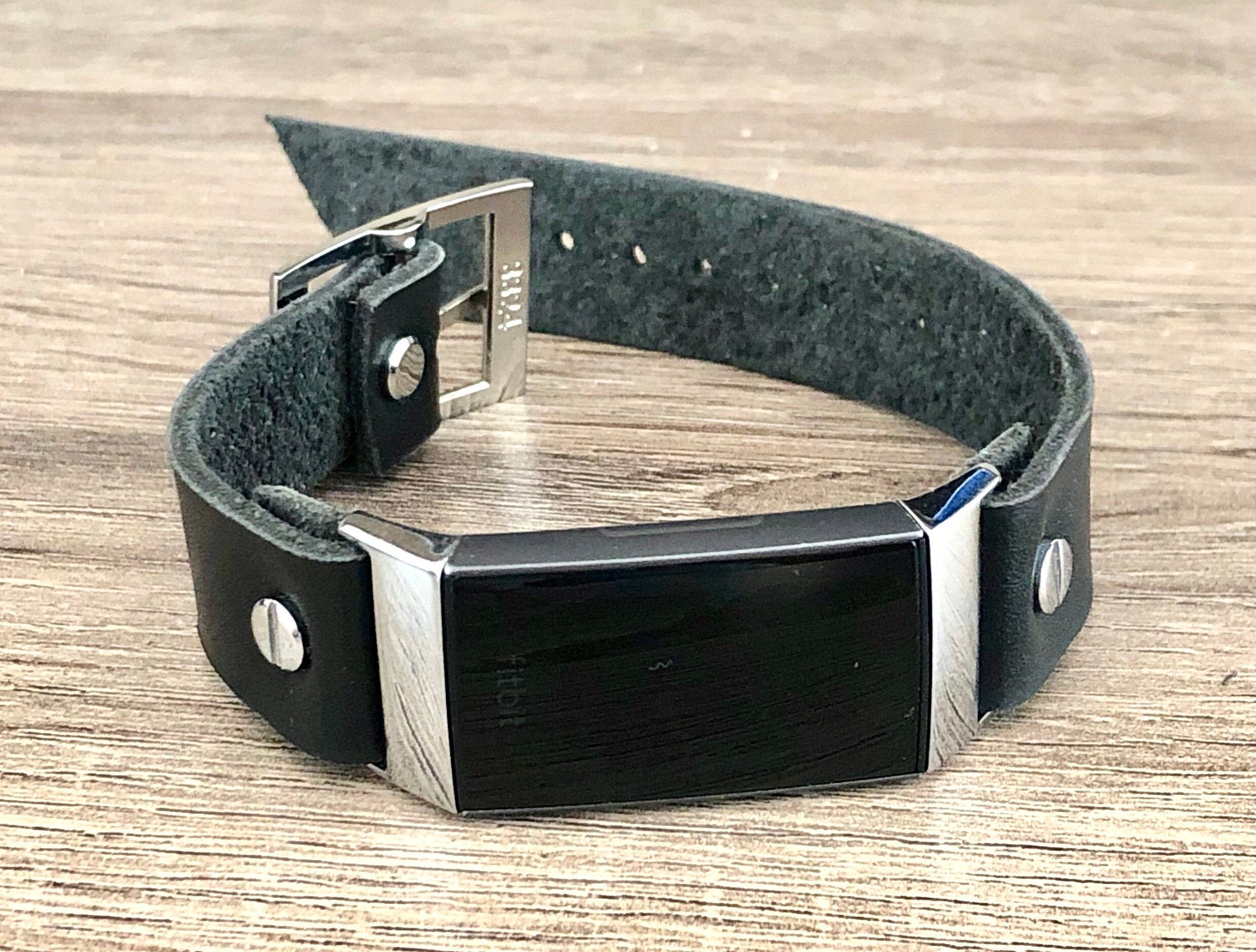 Fitbit Charge 3 Band Black Leather Bracelet Silver Fitbit Wristband High Quality Genuine Leather