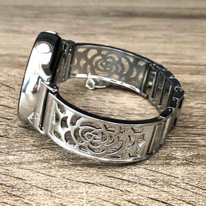 Galaxy Watch Band Silver Tree of Life Bracelet 20mm for Samsung Galaxy Watch Ultra 7, 6 & 5 Series Shiny Silver Women’s Bangle