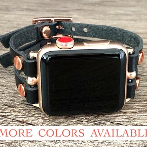 Rose Gold Apple Watch Band 38mm 40mm 41mm 42mm 44mm 45mm Leather Apple Watch Strap Bracelet Women iWatch Band Jewelry Apple Watch Wristband