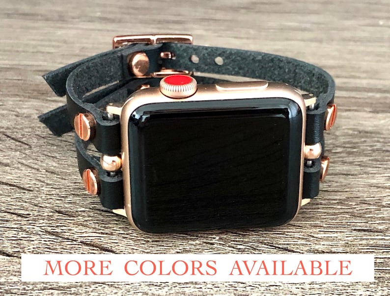 Rose Gold Apple Watch Band 38mm 40mm 41mm 42mm 44mm 45mm Leather Apple Watch Strap Bracelet Women iWatch Band Jewelry Apple Watch Wristband