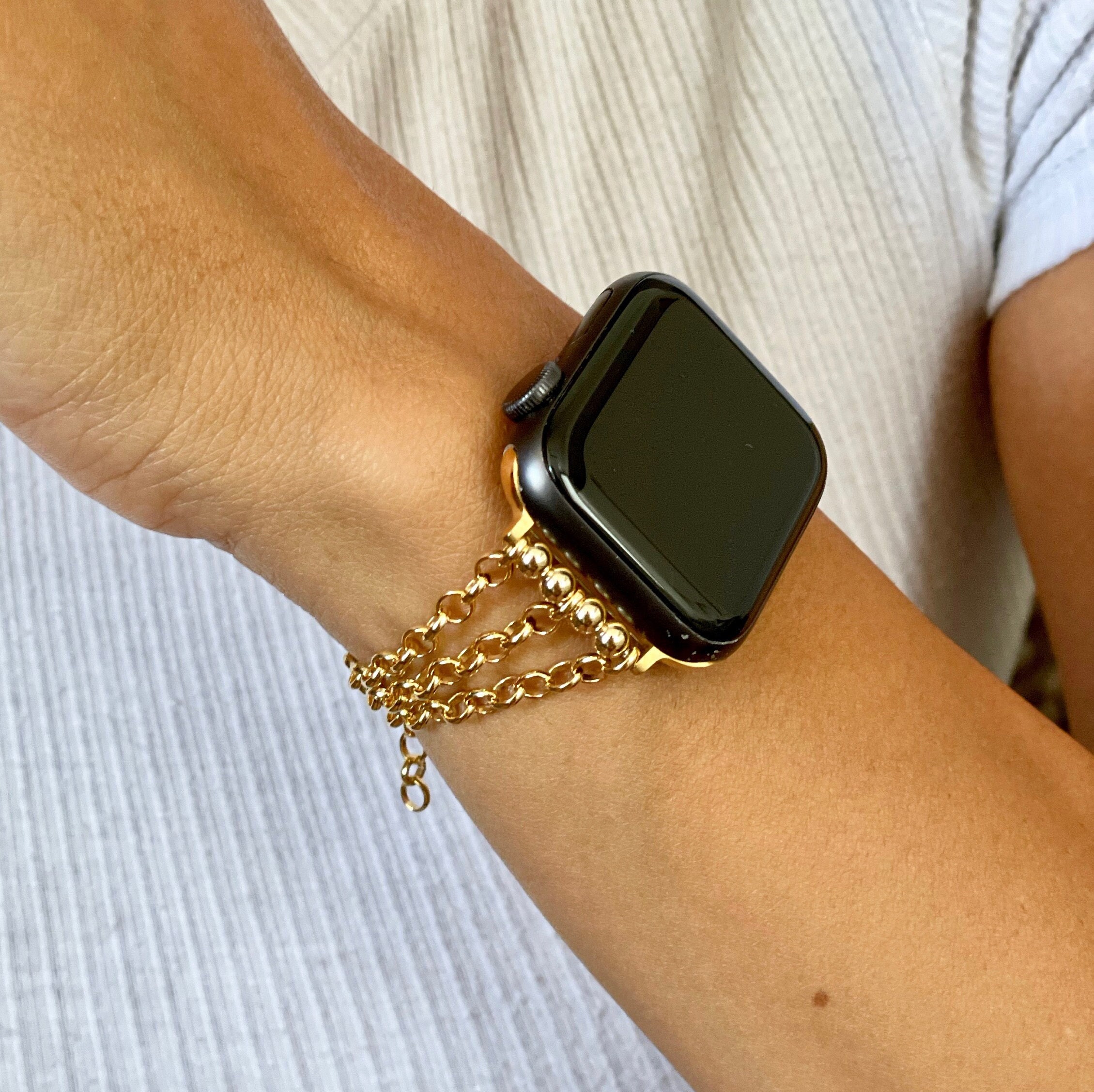 MORWLAT Gold Chain Bracelet Compatible for Apple Watch Band  41mm 40mm 38mm Series 9 8 7 SE 6 5 4 3, Women Fashion Slim Jewelry Metal Apple  Watch Band Chain Bracelets
