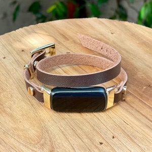 Fitbit Luxe Band: Eco Friendly Leather Brown Double Wrap Bracelet 6 "