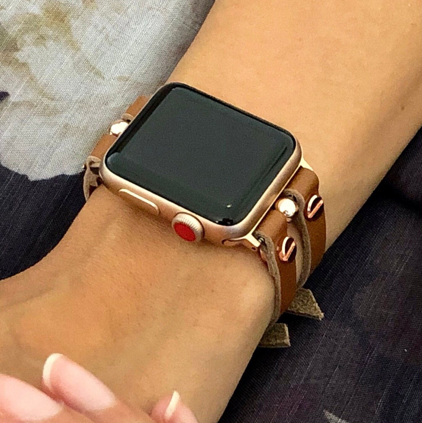 Unique Leather Double Straps Band for Apple Watch 9 8 7 6 SE, Apple Watch  Band Women, Apple Watch Strap, Apple Watch Bracelet, Watch Armband 