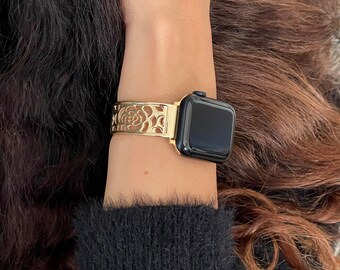 Anne  チャーム付き Apple Watchブレスレット ゴールド N241】「バンド+ケース2点Set」apple watch ブレスレット