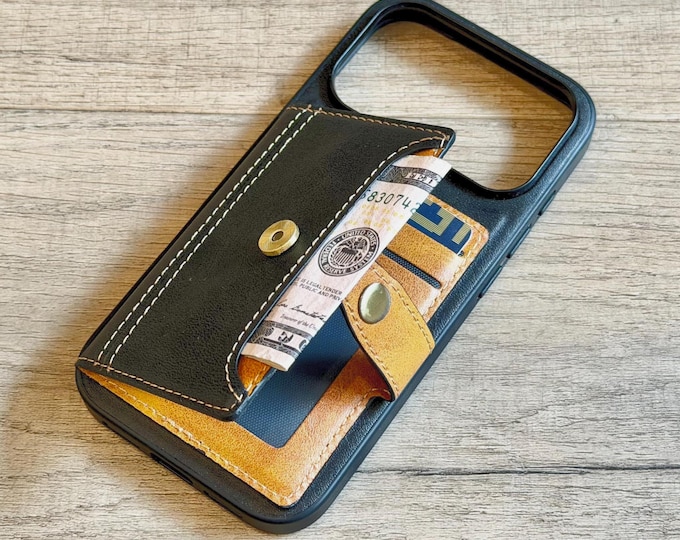 Leather Wallet iPhone Case 17 16 Pro 15 Max 14 Plus Air Personalized Card Holder