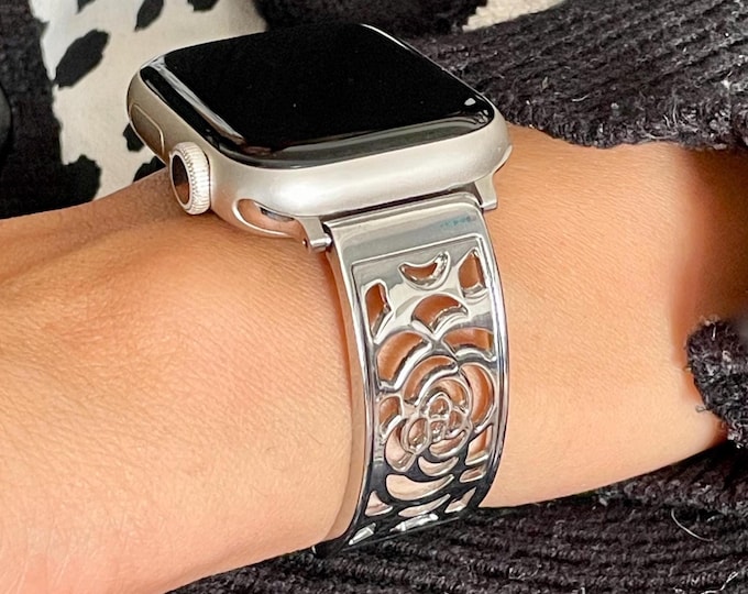 Women Apple Watch Band Silver Strap 42mm 46mm 49mm Adjustable Bracelet