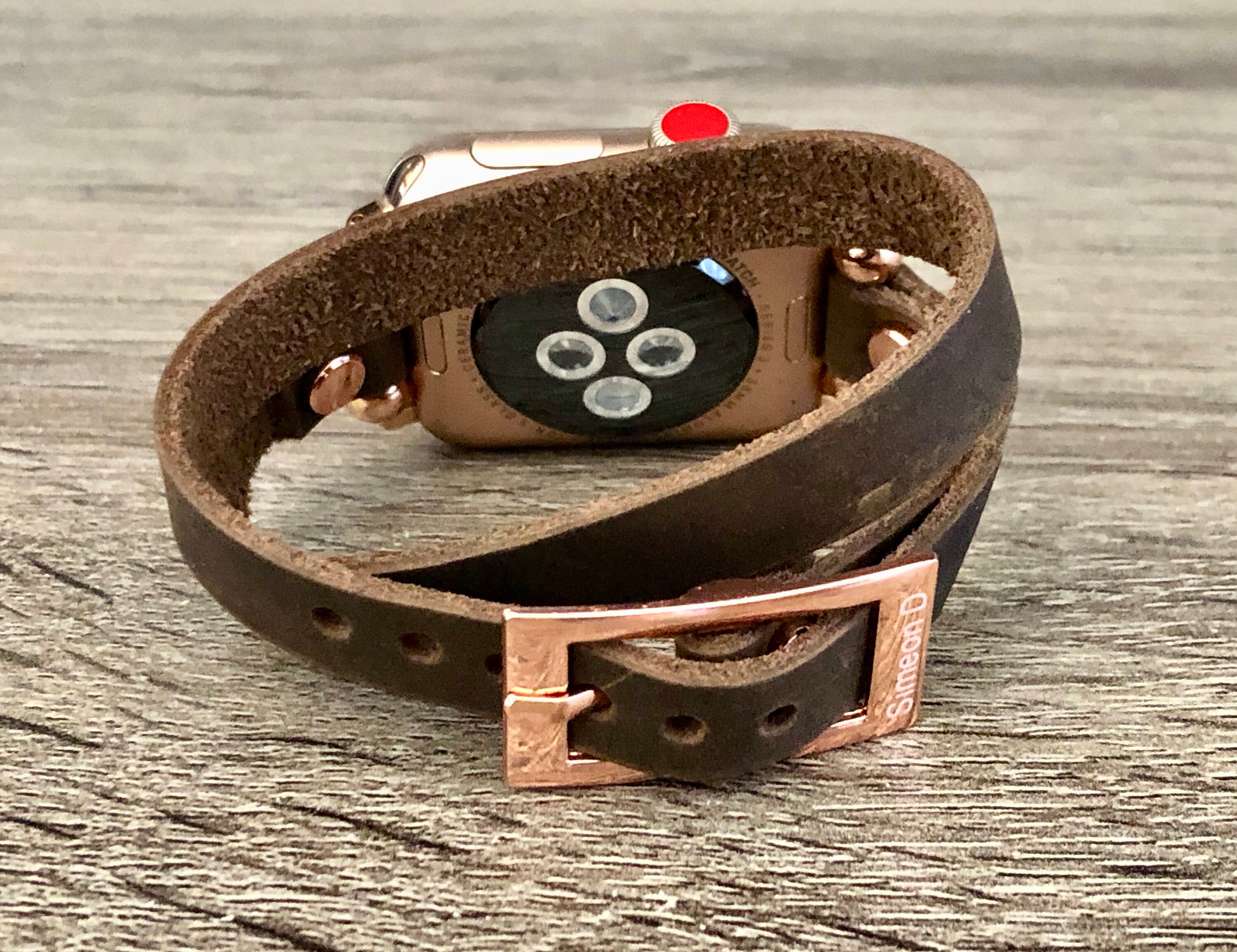 Rose Gold Apple Watch Band 38mm 40mm 42mm 44mm Distressed Leather