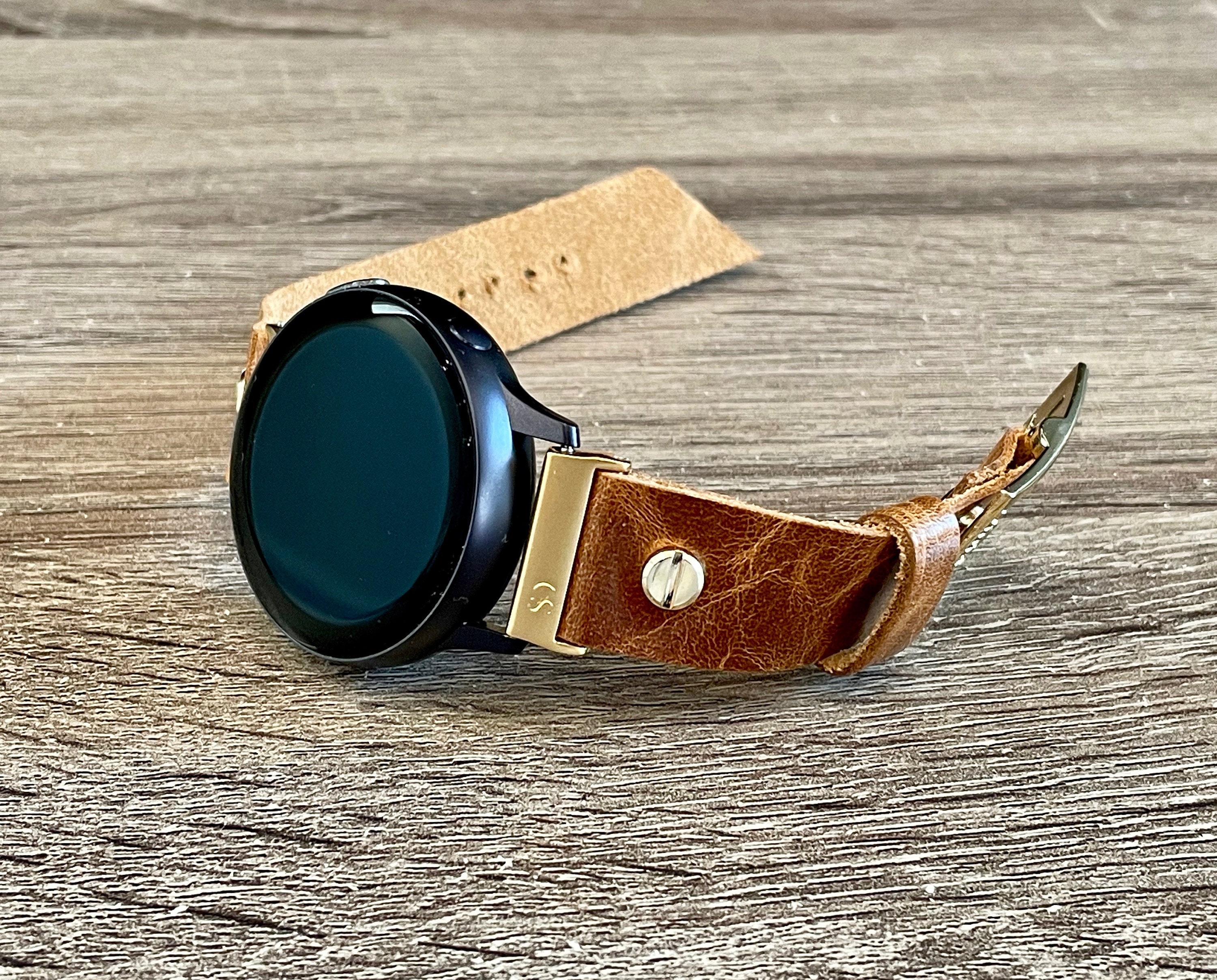 Women Samsung Galaxy Watch 4 Band 40mm 44mm Italian Leather Gold