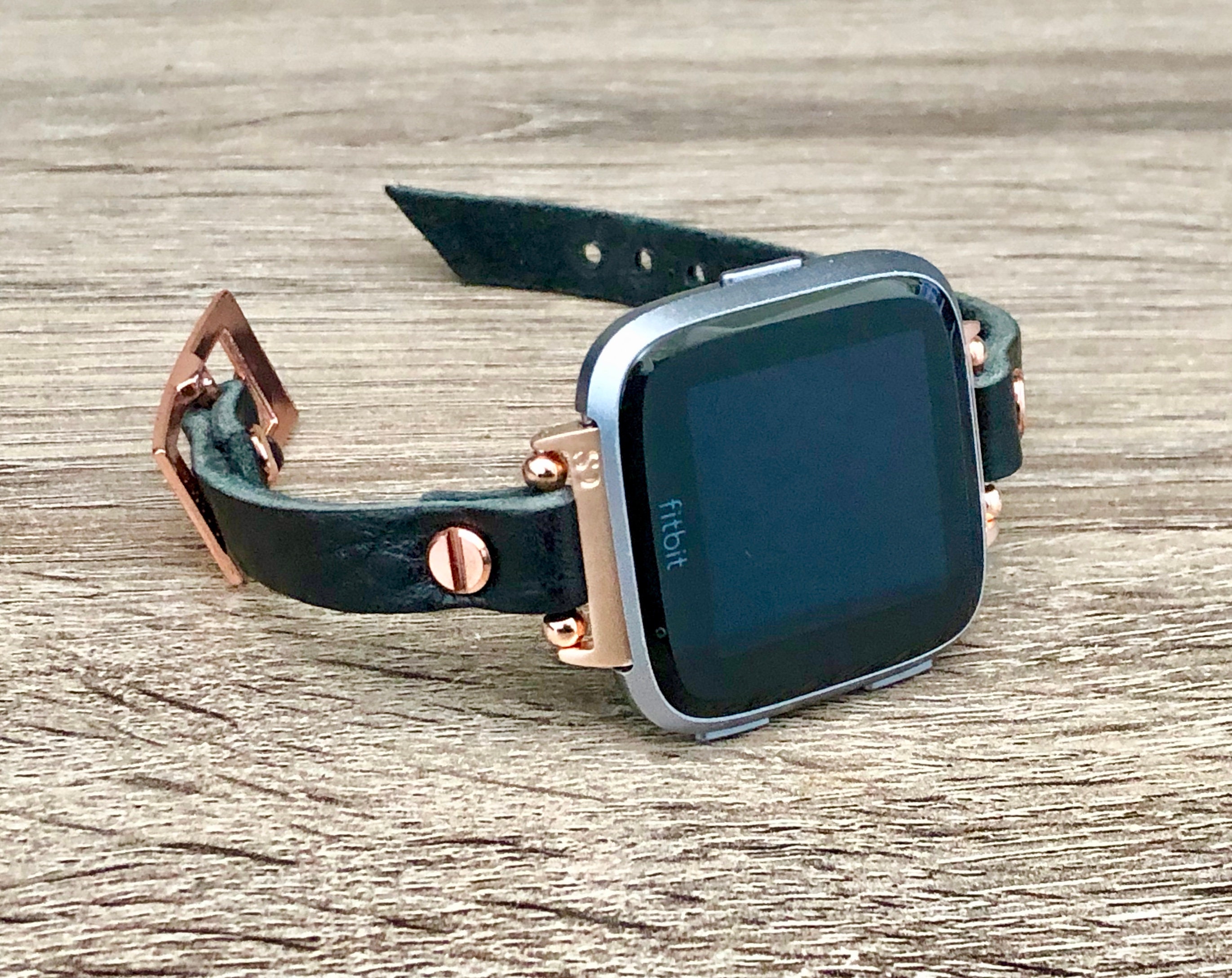 Black Leather Fitbit Versa 2 Watch Band Women Rose Gold Fitbit Versa Bracelet Slim Fitbit Versa