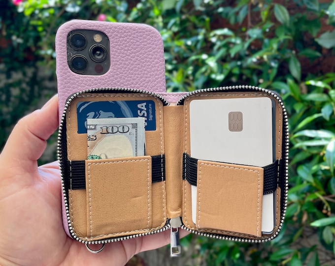 iPhone 16 Pro Max Case Wallet Crossbody Strap Phone Holder 12, 13, 14, 15, 16, Plus, Personalized Smartphone Case, Grain Leather Accessories