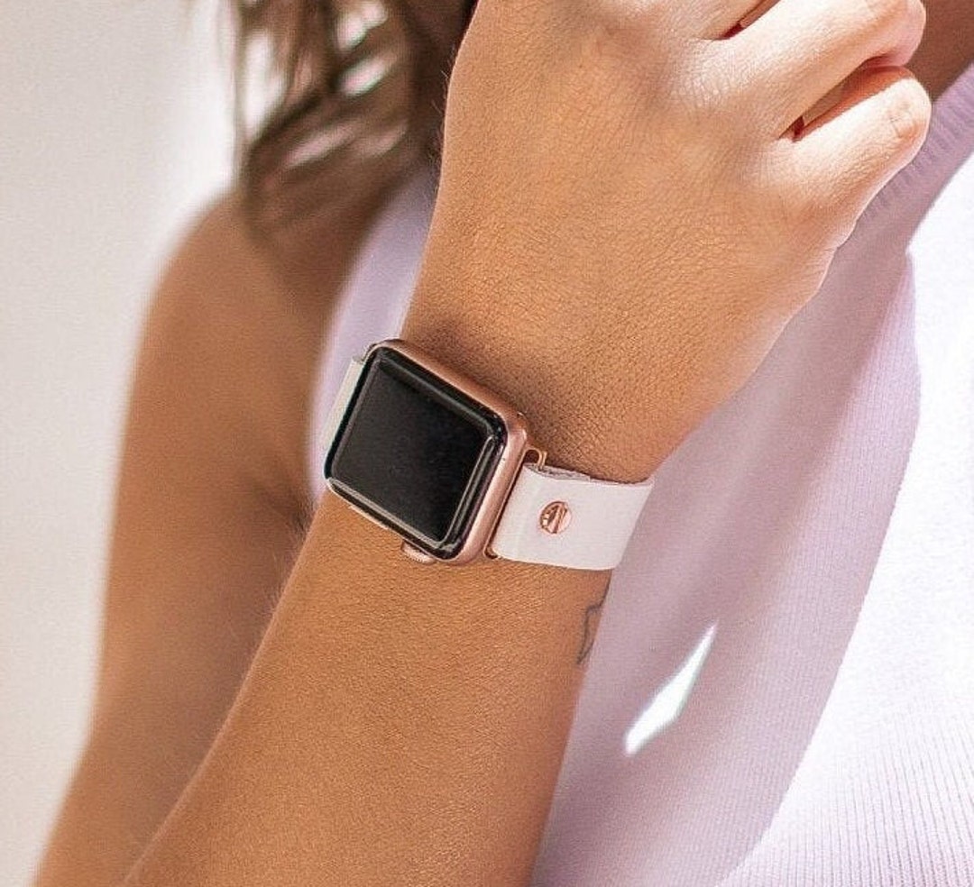 Women Apple Watch Band 41mm 40mm 45mm 44mm White Leather Apple Watch  Bracelet Adjustable Apple Watch Wristband Rose Gold Apple Watch Strap - Etsy