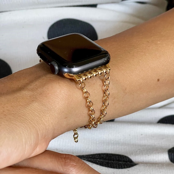 14K Gold Filled Apple Watch Band Iwatch Strap 40mm 41mm 42mm 44mm 45mm  Women Smart Watch Bracelet Apple Watchband Jewelry Gold Chain Armband 