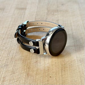Bracelet de montre Galaxy en cuir, bracelet double noir mince Ultra 8/7/6/5 image 9