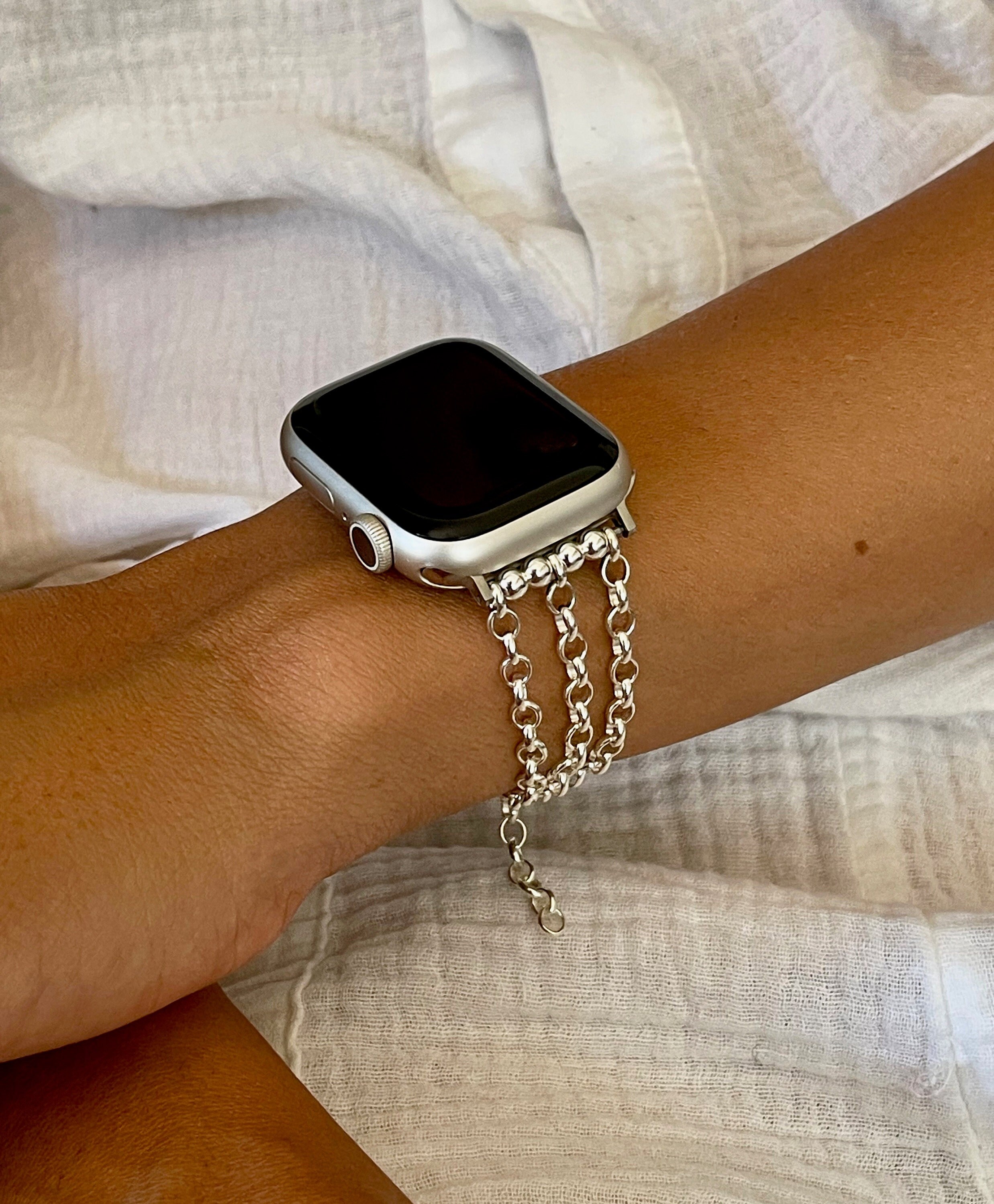 Unique 925 Sterling Silver Apple Watch Band 38mm 40mm 41mm 42mm 44mm 