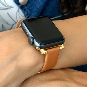 Slim Leather Strap Band for Apple Watch 9 8 7 6 5 SE Series, Eco-Friendly Leather Watch Band, Slim Watch Strap, Adjustable Size Bracelet