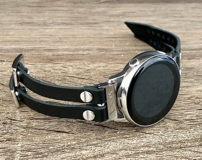 Samsung Galaxy Watch 4 Band 40mm 44mm Black Leather Bracelet Women Galaxy Watch 4 Classic 42mm 46mm  Adjustable Wristband Strap Jewelry