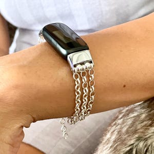Sterling Silver Fitbit Luxe Band: Women&#39;s Chain Bracelet