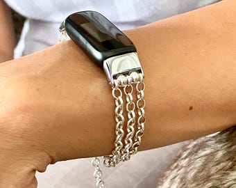 Bransoletka Fitbit Luxe ze srebra próby 925: damska bransoletka łańcuszkowa