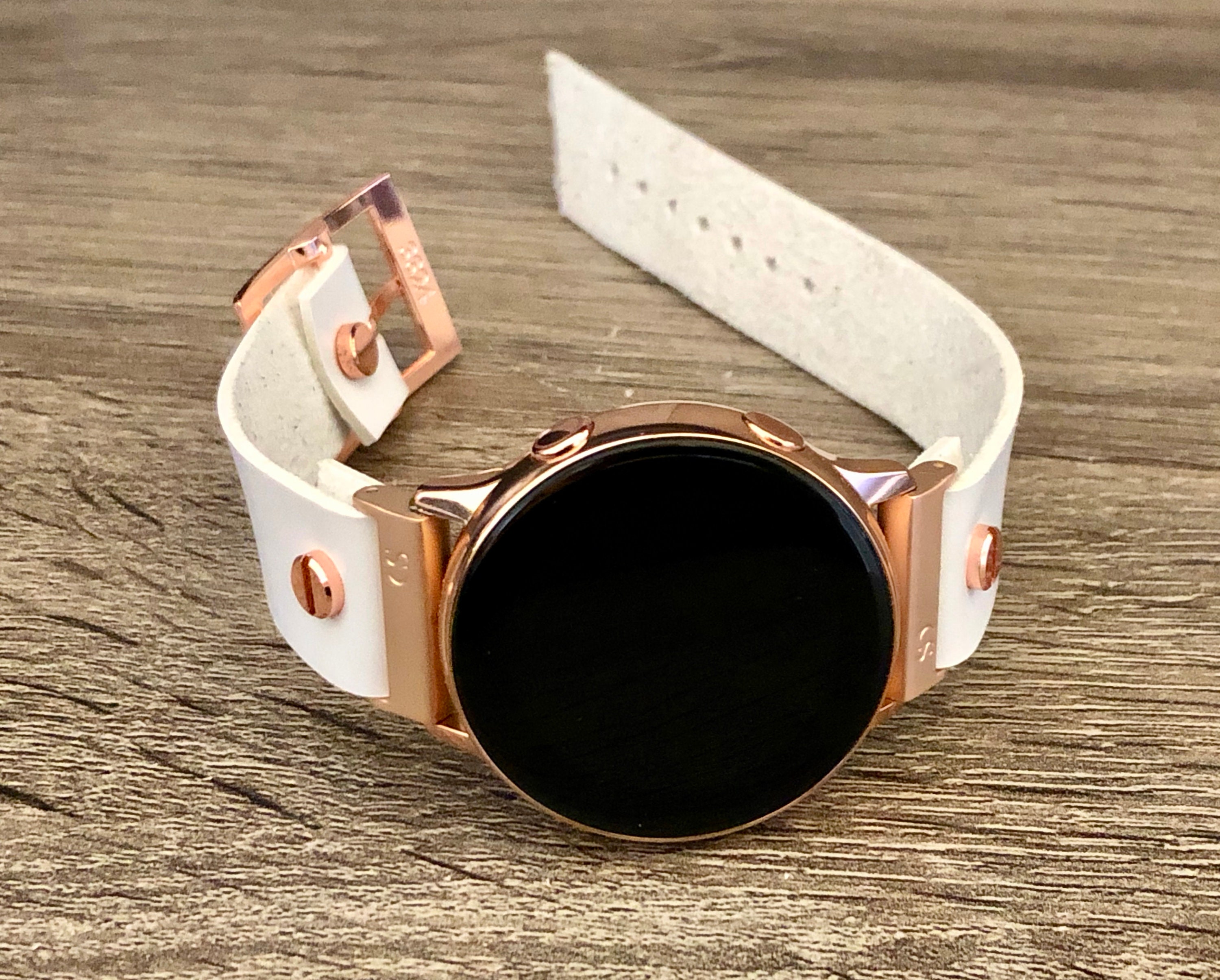 White Leather Rose Gold Samsung Galaxy Active Band, Rose  