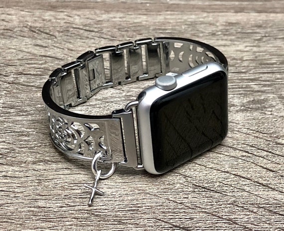 Apple Watch Band 38mm Women Bracelet Shiny Silver