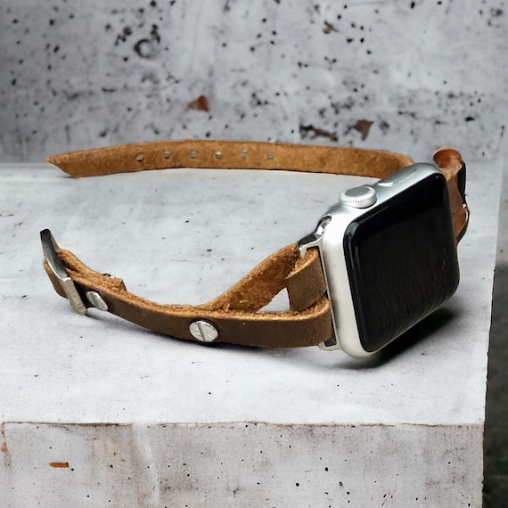 Rustic Brown Leather Band for Apple Watch 9 8 7 6 SE Apple Watch Band Women Apple Watch Strap Slim Distressed Leather Watch Bracelet Etsy Canada
