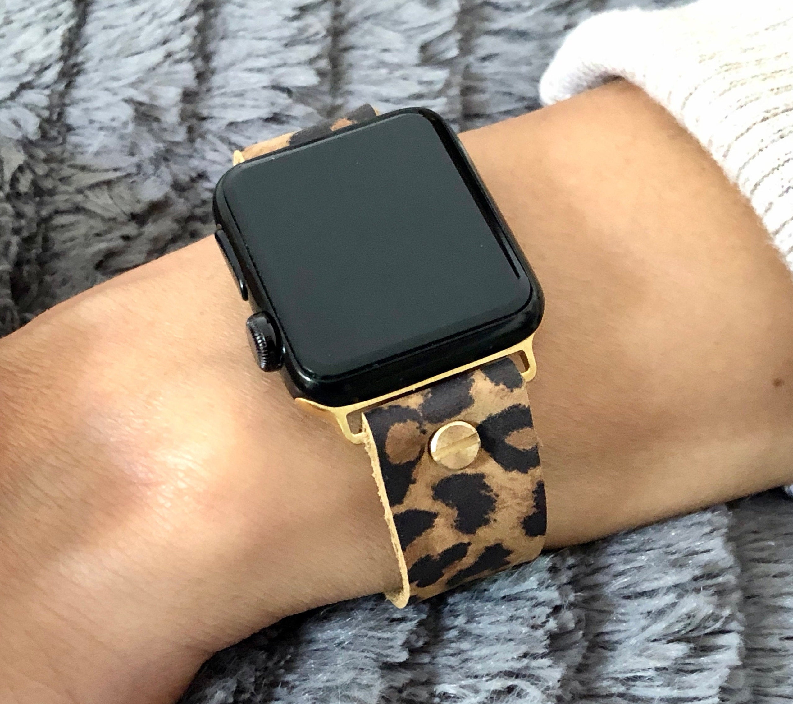 Furry Leather Apple Watch Strap Fox Pattern Apple Watch Band 