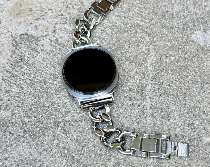 Silver Galaxy Watch Band Floral Metal Charm Bracelet
