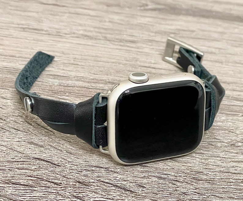 Black Leather Apple Watch Band 38mm 40mm 41mm 42mm 44mm 45mm Etsy