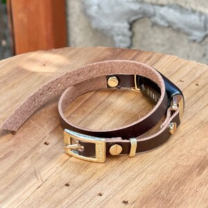Fitbit Luxe Band: Eco Friendly Leather Brown Double Wrap Bracelet image 7