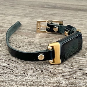 Fitbit Charge 6 Band - Leather Bracelet, Gold Strap, Slim Design for Women, Stylish & Comfortable Accessory for Fitness Tracking