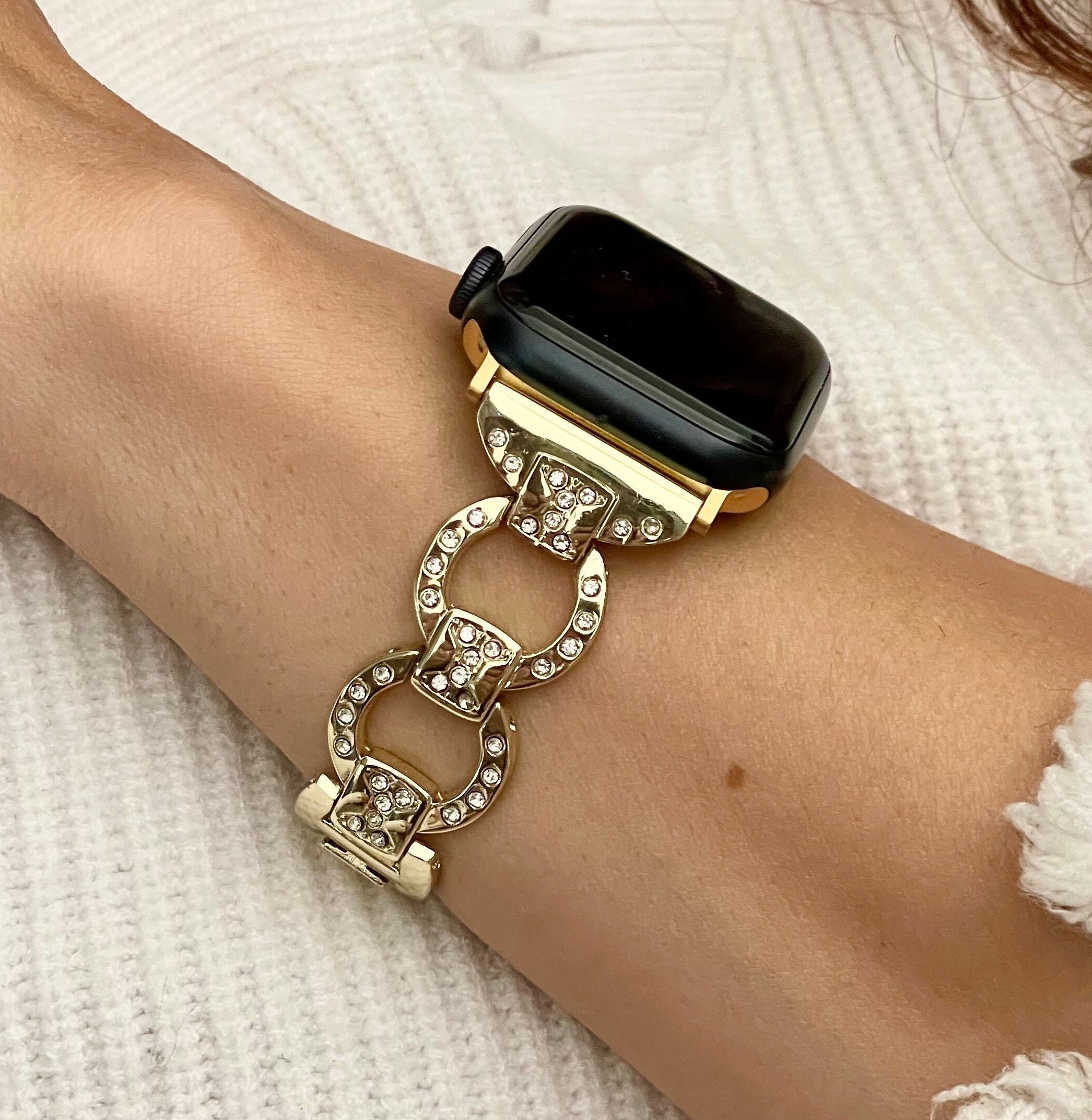 Gold Metal Apple Watch Band Jewelry Iwatch Heart Charm Bracelet