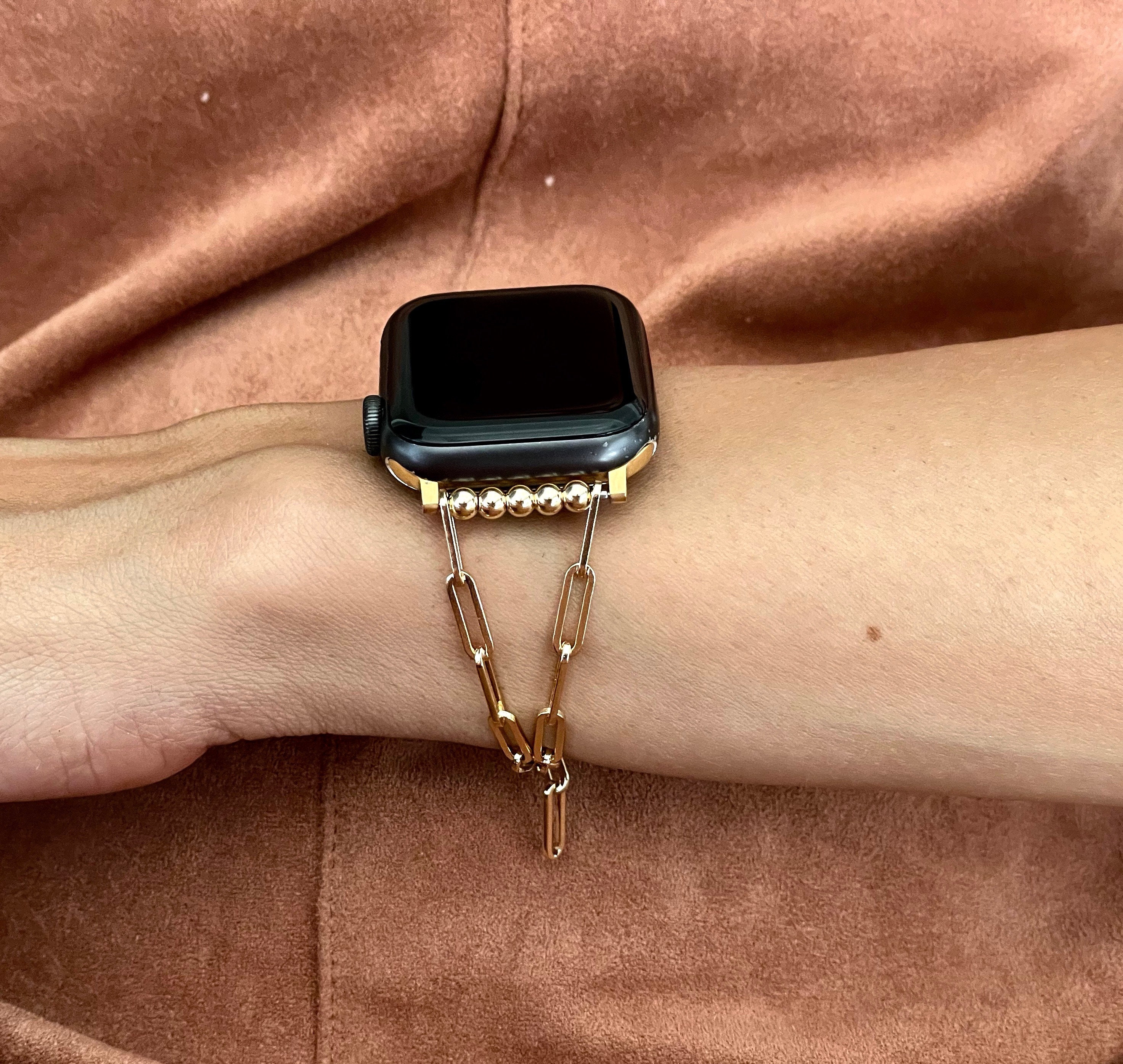 14K Gold Filled Apple Watch Band Iwatch Strap 40mm 41mm 42mm 44mm 45mm  Women Smart Watch Bracelet Apple Watchband Jewelry Gold Chain Armband 