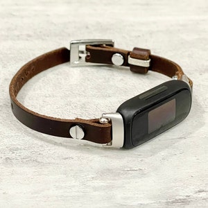 Dark Brown Leather & Silver Fitbit Inspire 3 Band Slim Bracelet Fitbit Inspire 3 Dainty Strap Fitbit Inspire 3 Soft Italian Leather Band
