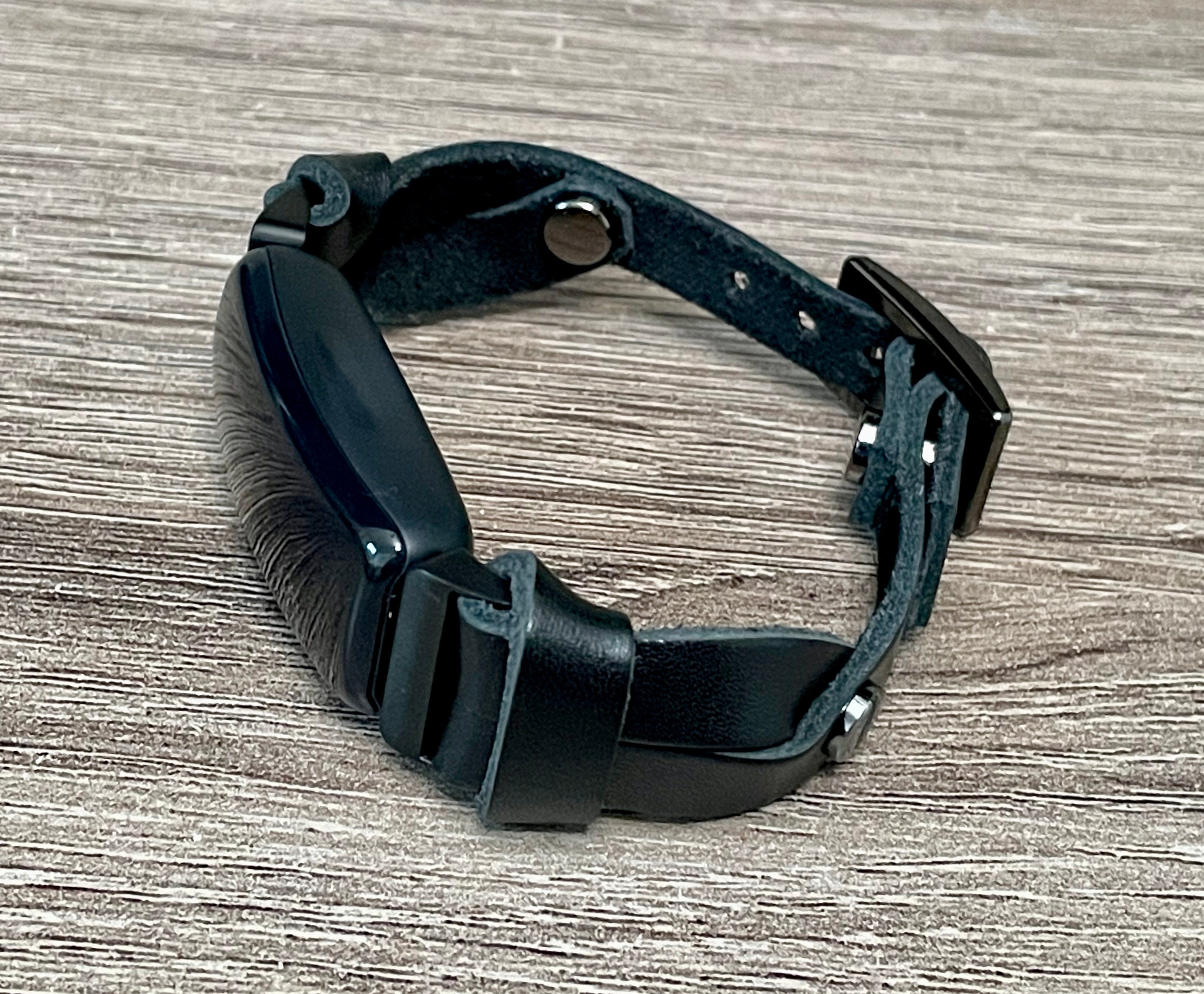 Fitbit Inspire 2 Band Black Leather Fitbit Inspire 2 Bracelet Slim Leather Strap Adjustable