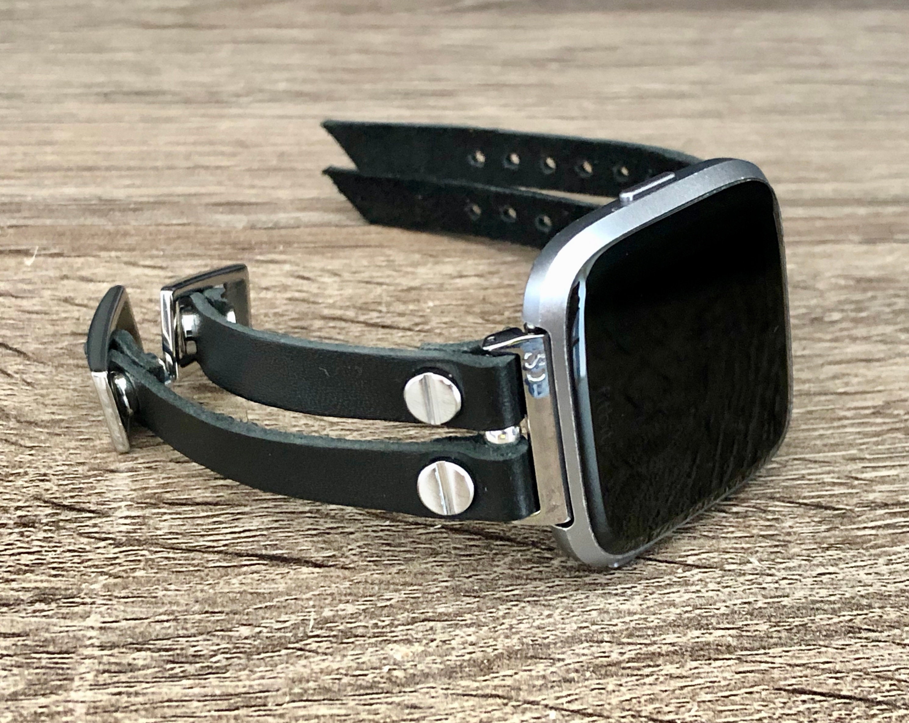 Fitbit Versa 2 Band Silver Fitbit Versa Watch Bracelet Fitbit Versa Lite Wristband Black Leather