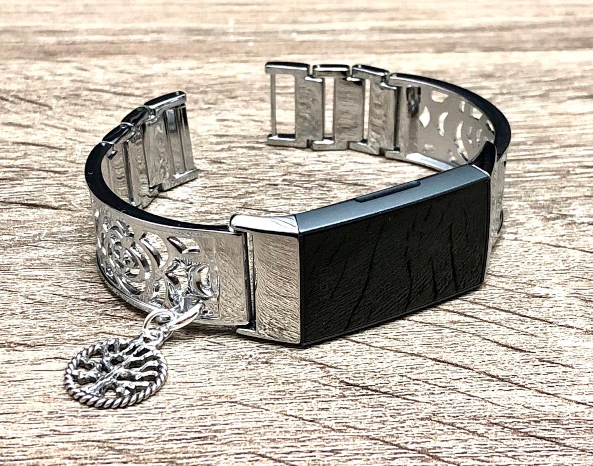 Silver Metal Fitbit Charge 3 Band Women Style Silver Fitbit Bangle with